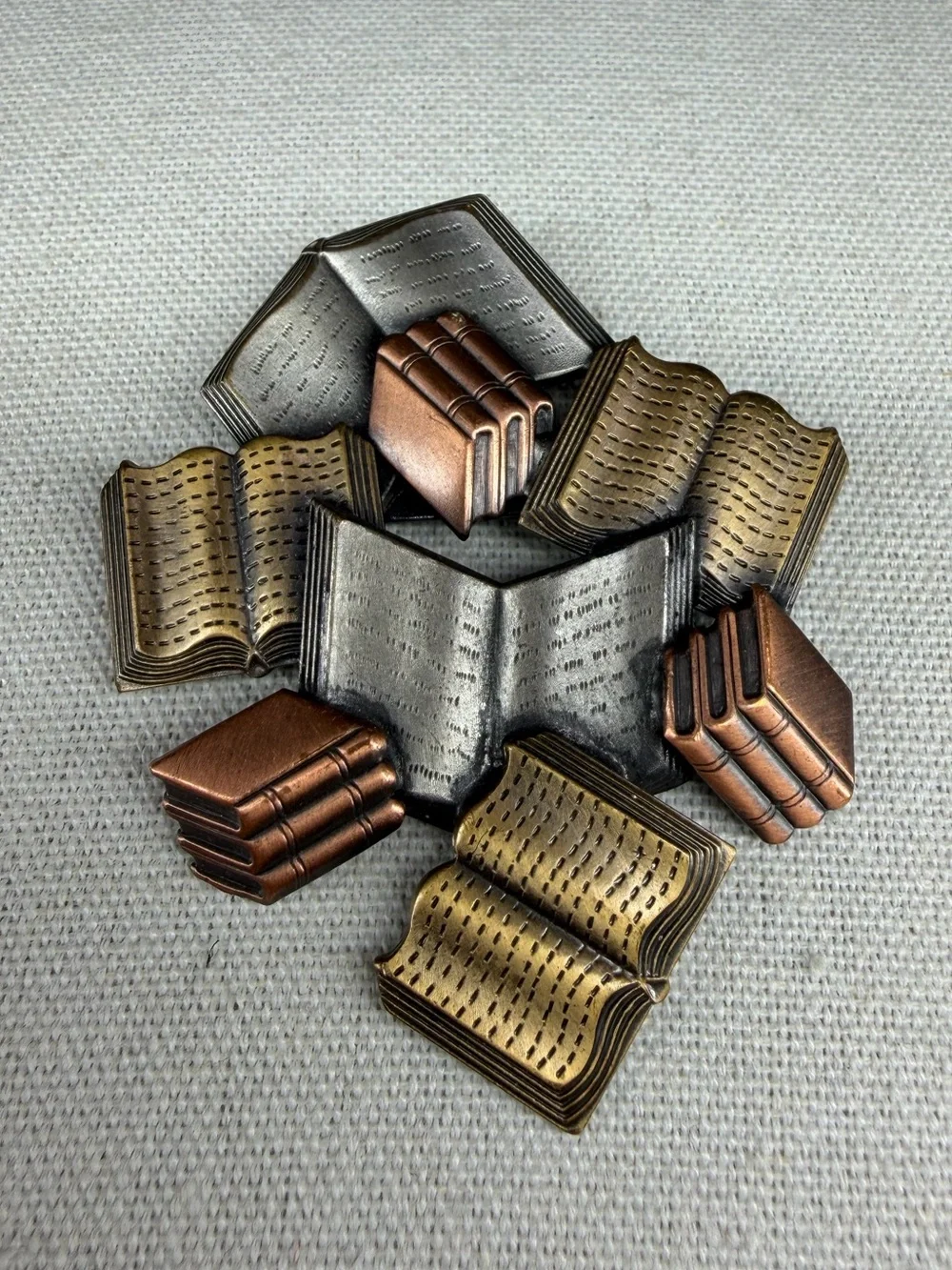 Vintage Book Brooch Pin Mixed Metal Books Bookish Jewelry Library Book club